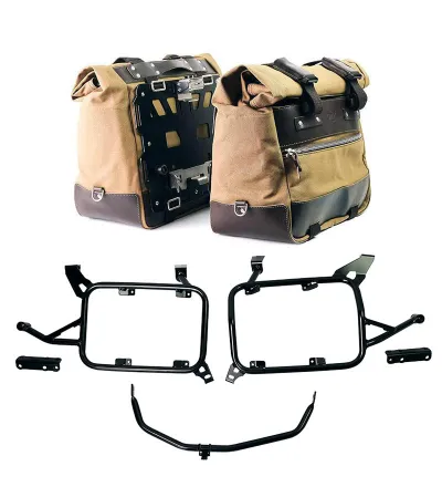 Cult canvas side panniers 40L–50L + lockable mounts – L'atelier Bleu Motostore