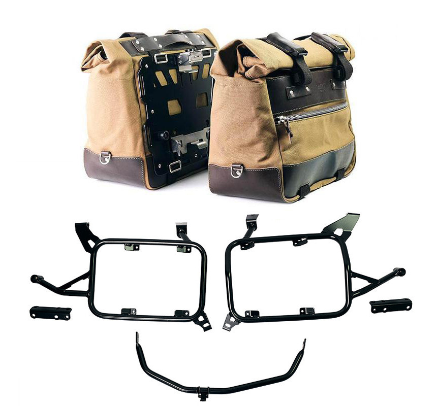 Sacoches latérales Cult en toile 40L-50L + supports verrouillables - L'atelier Bleu Motostore