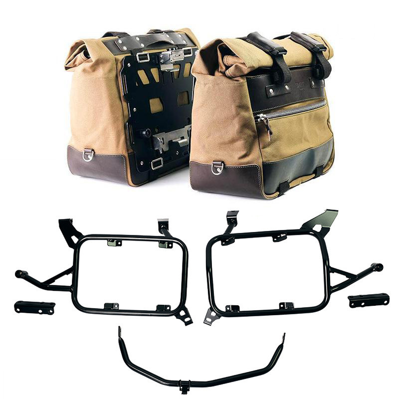 Cult canvas side panniers 40L–50L + lockable mounts – L'atelier Bleu Motostore