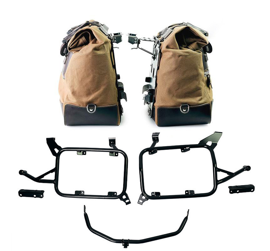 Cult canvas side panniers 40L–50L + lockable mounts – L'atelier Bleu Motostore