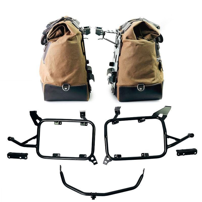Sacoches latérales Cult en toile 40L-50L + supports verrouillables - L'atelier Bleu Motostore