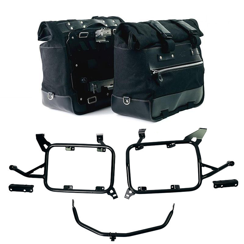 Cult canvas side panniers 40L–50L + lockable mounts – L'atelier Bleu Motostore