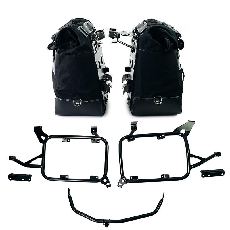 Cult canvas side panniers 40L–50L + lockable mounts – L'atelier Bleu Motostore
