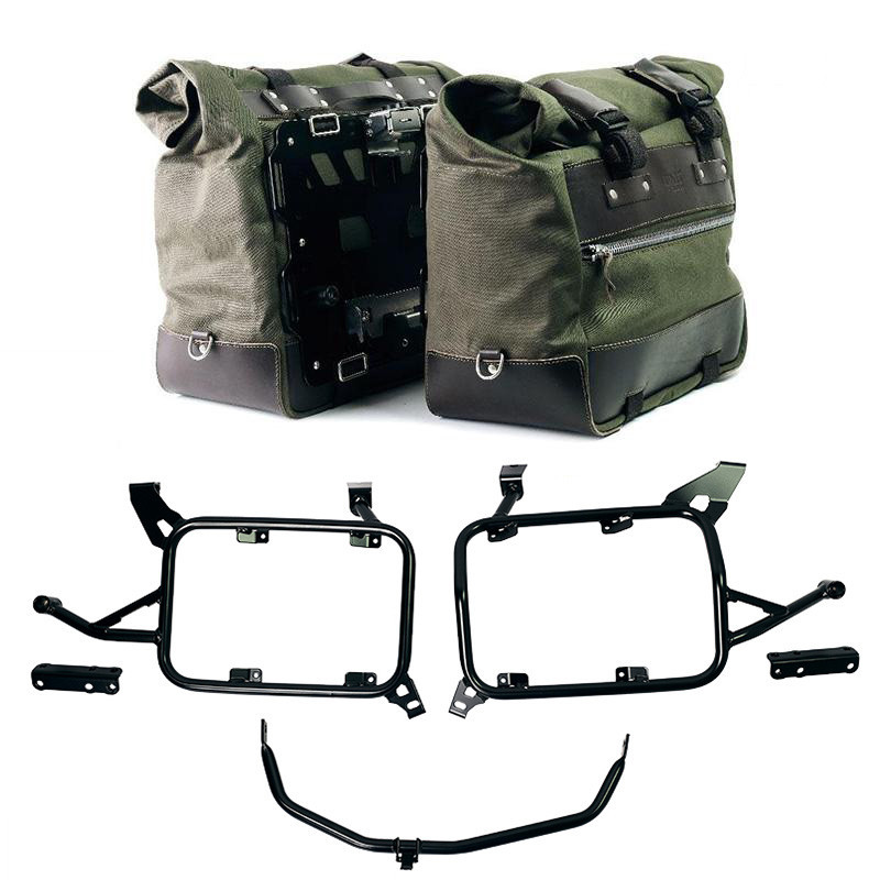 Sacoches latérales Cult en toile 40L-50L + supports verrouillables - L'atelier Bleu Motostore