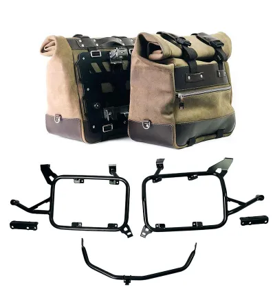 Sacoches latérales Cult en cuir 40L-50L + supports verrouillables - L'atelier Bleu Motostore