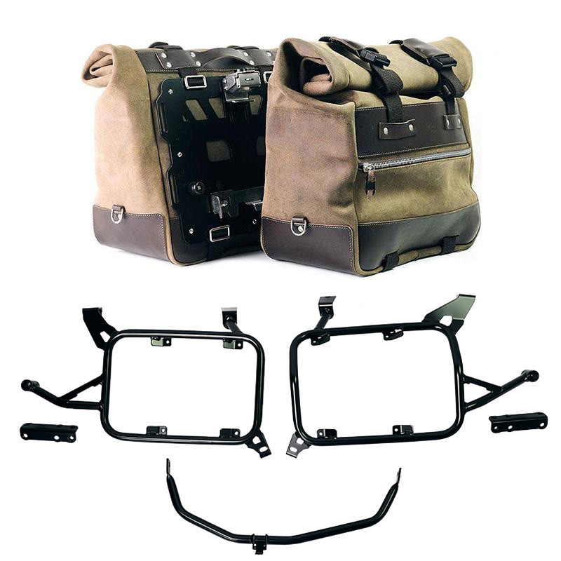Cult 40L–50L leather side panniers + lockable mounts – L'atelier Bleu Motostore