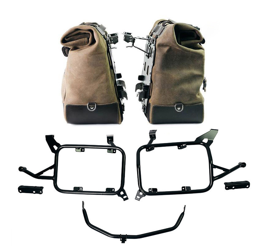 Sacoches latérales Cult en cuir 40L-50L + supports verrouillables - L'atelier Bleu Motostore
