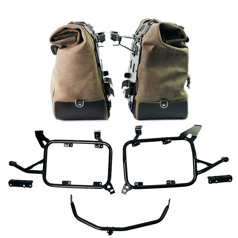 Sacoches latérales Cult en cuir 40L-50L + supports verrouillables - L'atelier Bleu Motostore