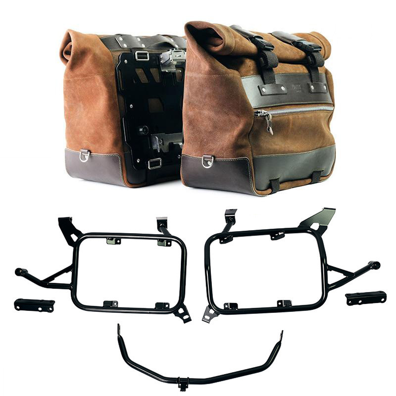 Cult leather side panniers 40L–50L + lockable mounts – L'atelier Bleu Motostore
