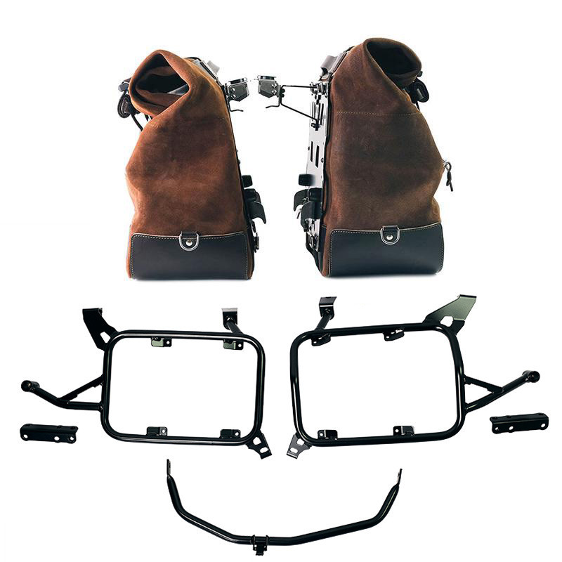 Cult 40L–50L leather side panniers + lockable mounts – L'atelier Bleu Motostore