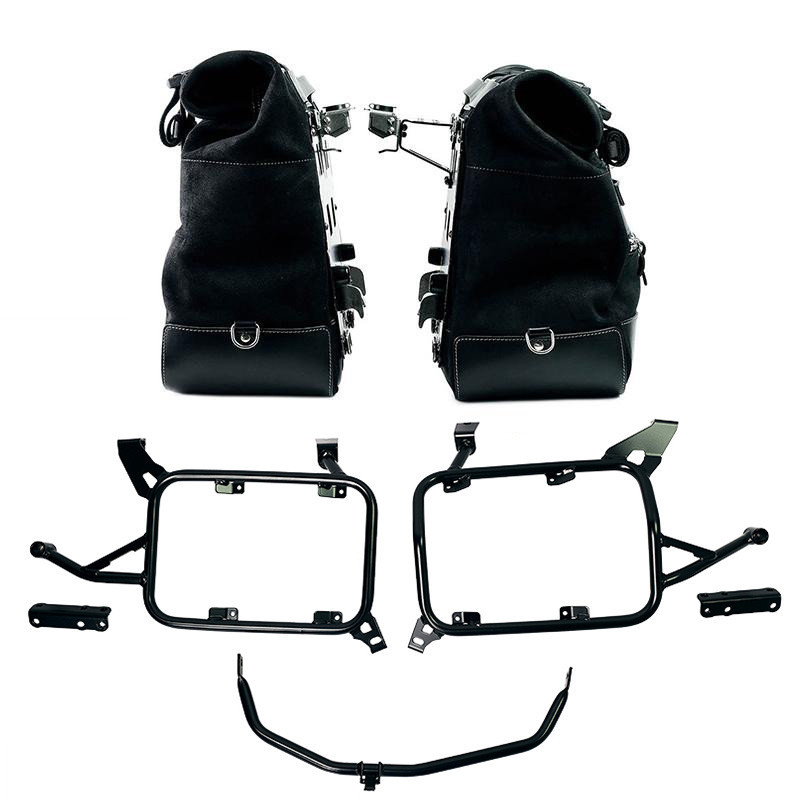 Cult 40L–50L leather side panniers + lockable mounts – L'atelier Bleu Motostore