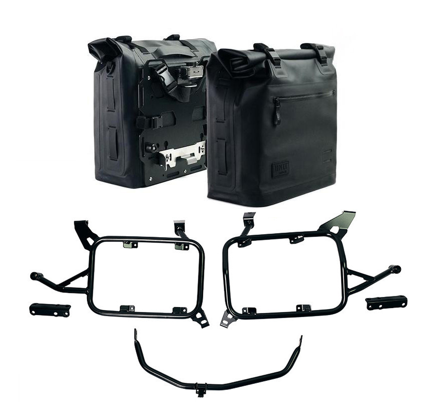 Khali TPU side panniers, 35L–45L, with lockable mounts and brackets for the F 900GS ADV – L'atelier Bleu Motostore
