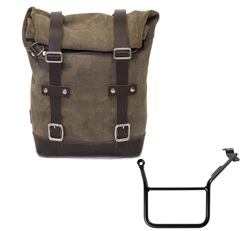 Sacoche latérale en daim 10L-14L + support gauche pour F 900GS - L'atelier Bleu Motostore