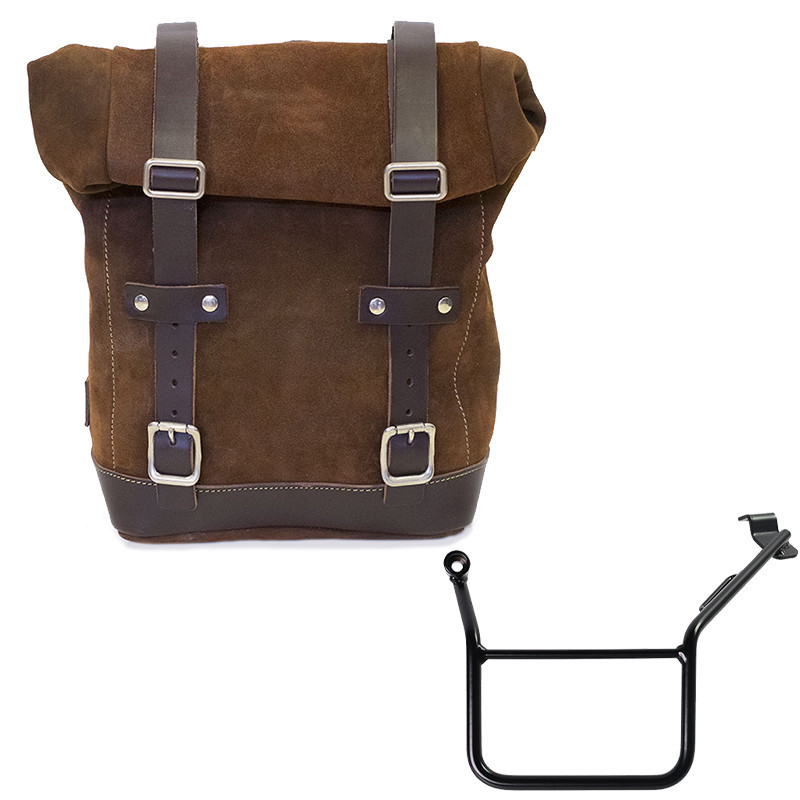 10L–14L suede side pannier + left-hand mount for the F 900GS – L'atelier Bleu Motostore