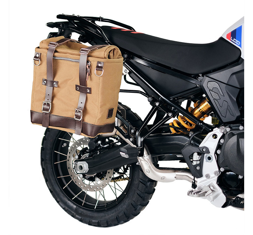 22L–30L canvas side pannier + right-hand bracket for the F 900GS – L'atelier Bleu Motostore