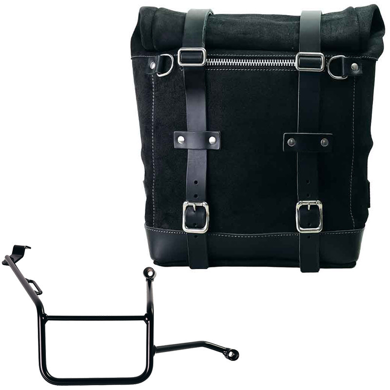 22L–30L suede side pannier + right-hand mount for the F 900GS – L'atelier Bleu Motostore