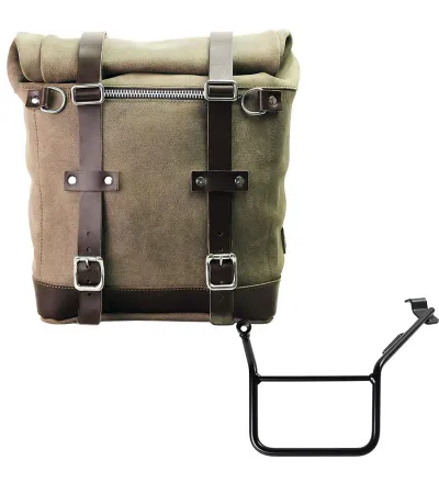 Sacoche latérale en daim 22L-30L + support gauche pour F 900GS - L'atelier Bleu Motostore