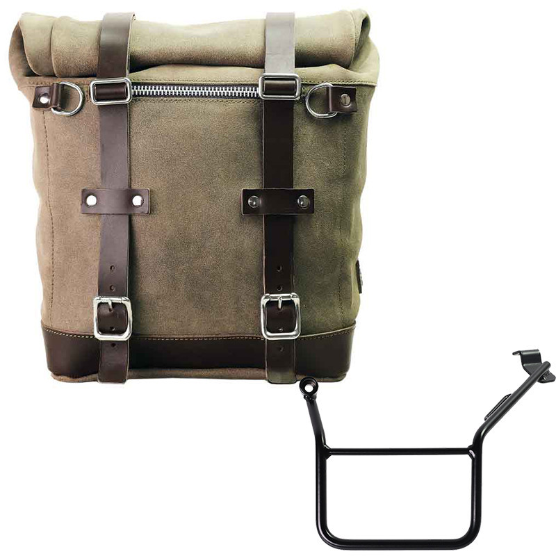 Sacoche latérale en daim 22L-30L + support gauche pour F 900GS - L'atelier Bleu Motostore