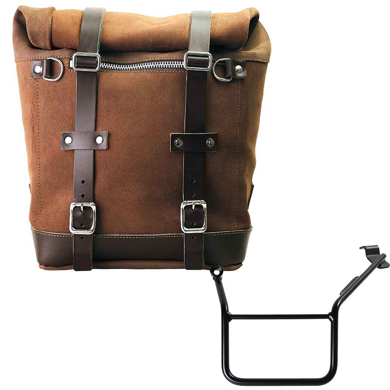 Sacoche latérale en daim 22L-30L + support gauche pour F 900GS - L'atelier Bleu Motostore