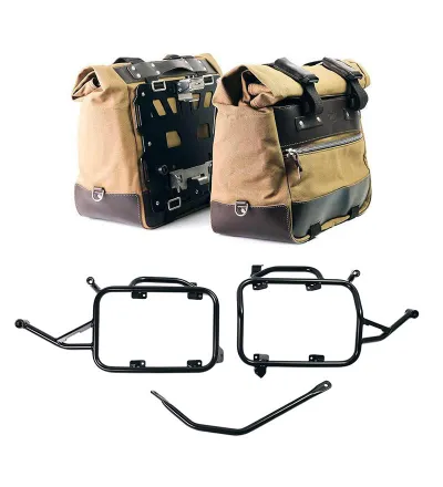 Cult canvas side panniers 40L–50L + lockable mounts for the F 900GS – L'atelier Bleu Motostore