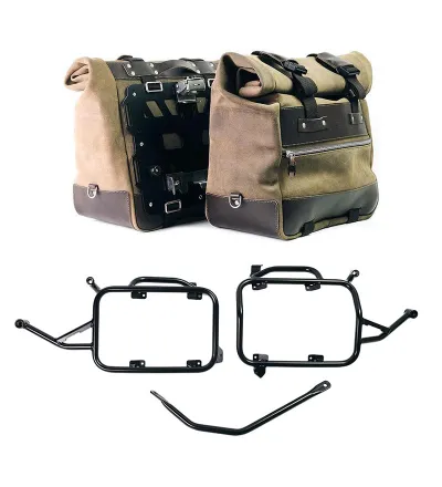 Cult 40L–50L leather side panniers + lockable mounts for the F 900GS – L'atelier Bleu Motostore