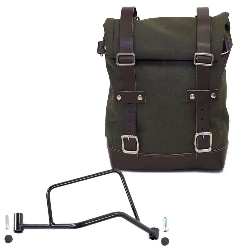 Sacoche latérale en toile 10L-14L + support droit pour R 1200R - L'atelier Bleu Motostore
