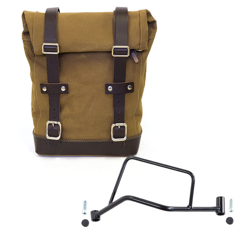 10L–14L canvas side pannier + left-hand mount for the R 1200R – L'atelier Bleu Motostore