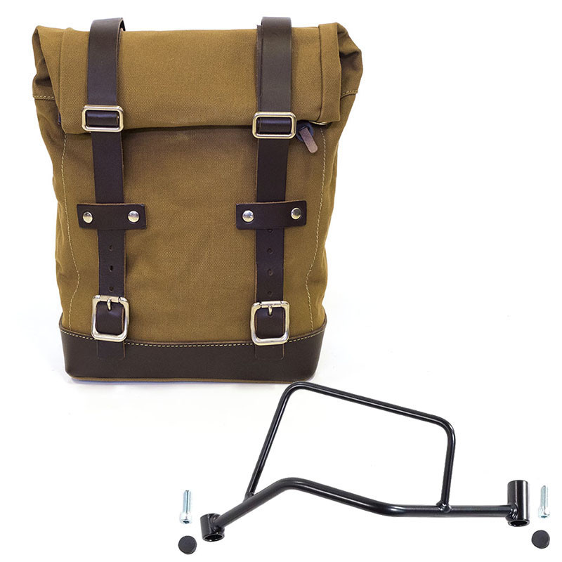 10L–14L canvas side pannier + left-hand mount for the R 1200R – L'atelier Bleu Motostore