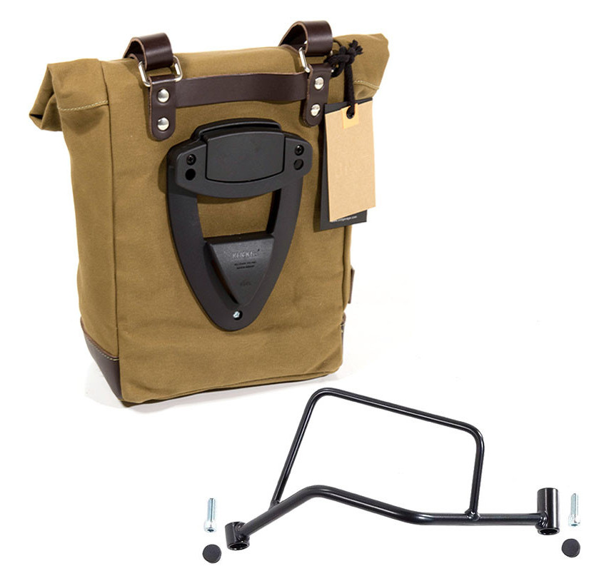10L–14L canvas side pannier + left-hand mount for the R 1200R – L'atelier Bleu Motostore