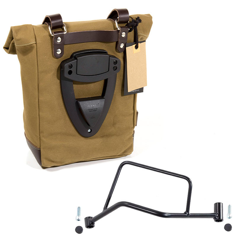 10L–14L canvas side pannier + left-hand mount for the R 1200R – L'atelier Bleu Motostore
