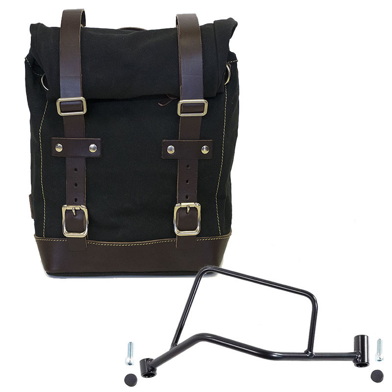 10L–14L canvas side pannier + left-hand mount for the R 1200R – L'atelier Bleu Motostore