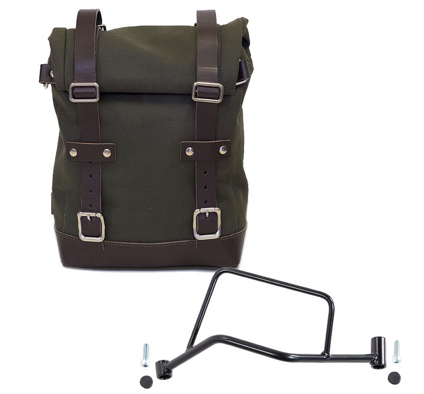 10L–14L canvas side pannier + left-hand mount for the R 1200R – L'atelier Bleu Motostore