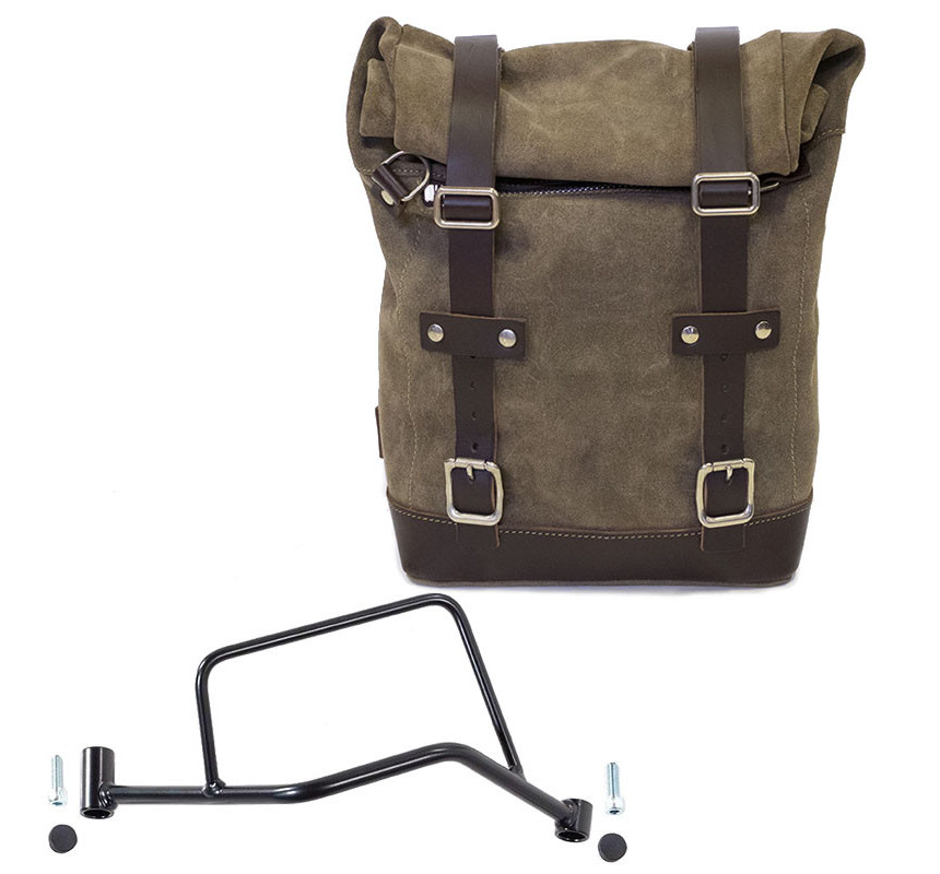 10L–14L leather side pannier + right-hand bracket for the R 1200R – L'atelier Bleu Motostore