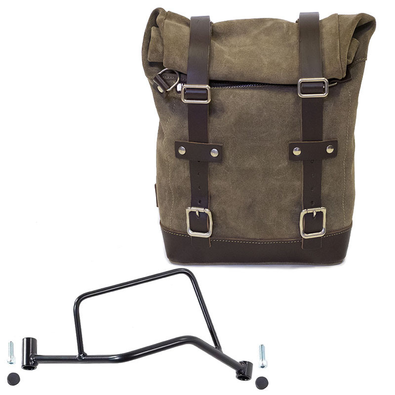 10L–14L leather side pannier + right-hand bracket for the R 1200R – L'atelier Bleu Motostore