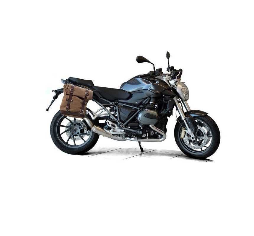 10L–14L leather side pannier + right-hand mount for the R 1200R – L'atelier Bleu Motostore