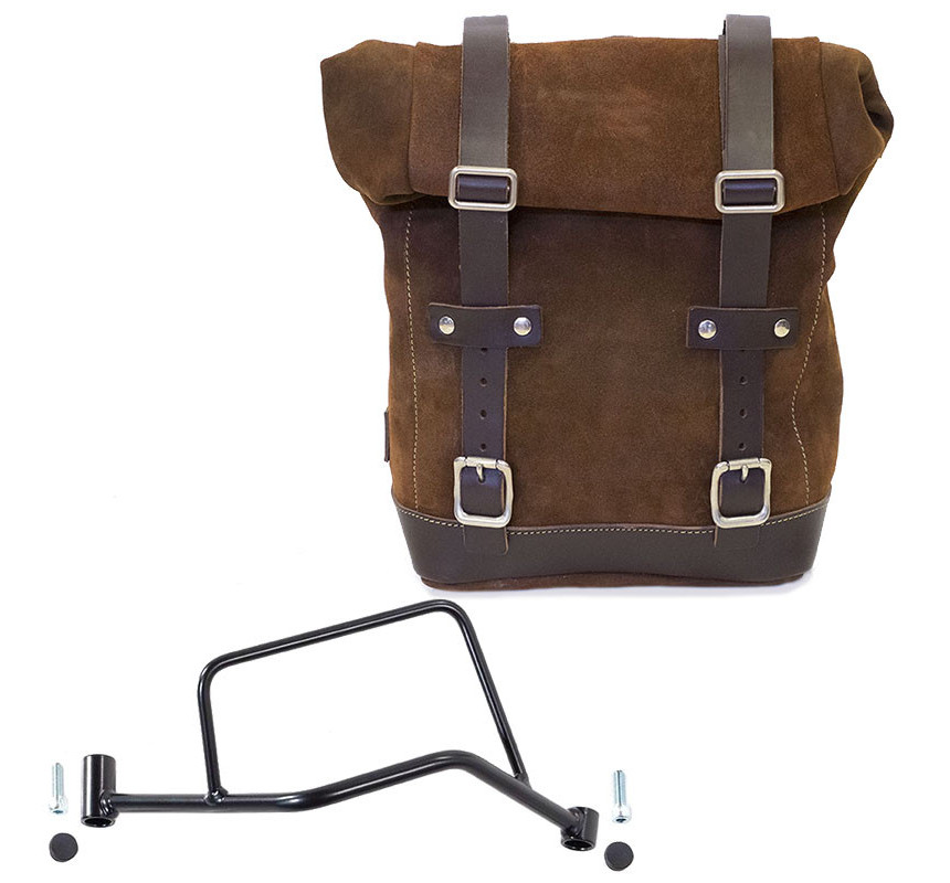 Sacoche latérale en cuir 10L-14L + support droit pour R 1200R - L'atelier Bleu Motostore