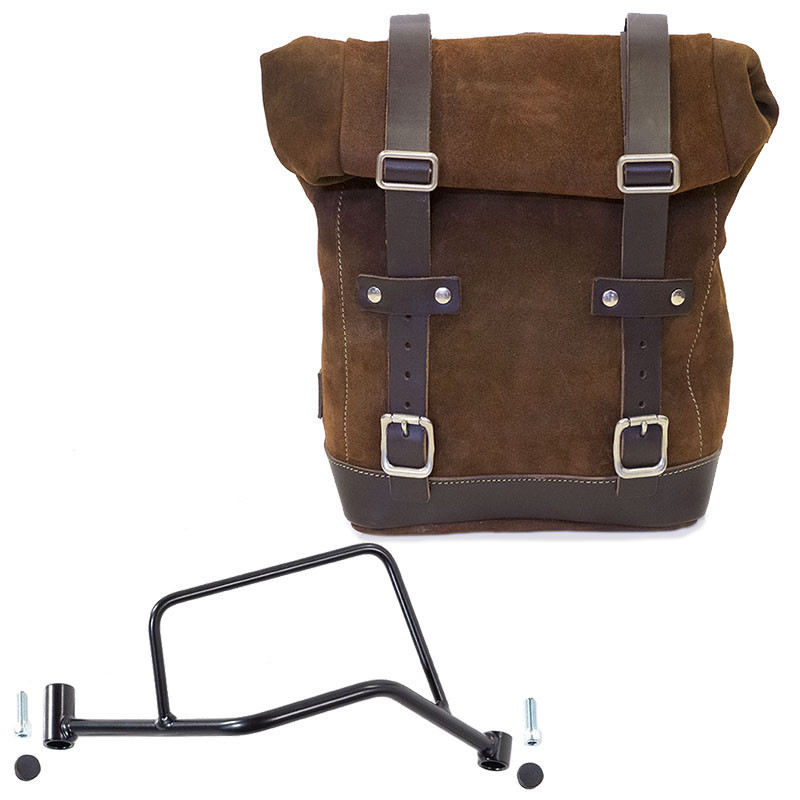 Sacoche latérale en cuir 10L-14L + support droit pour R 1200R - L'atelier Bleu Motostore