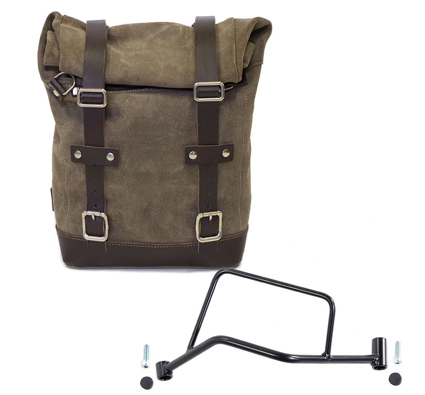 10L–14L leather side pannier + left-hand mount for the R 1200R – L'atelier Bleu Motostore