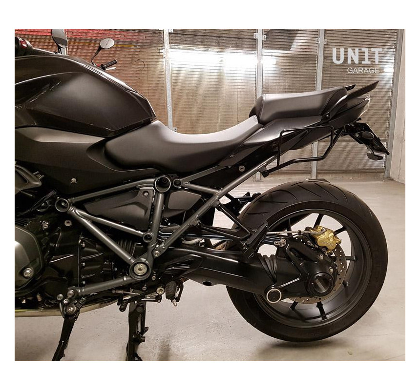 Sacoche latérale en cuir 10L-14L + support gauche pour R 1200R - L'atelier Bleu Motostore