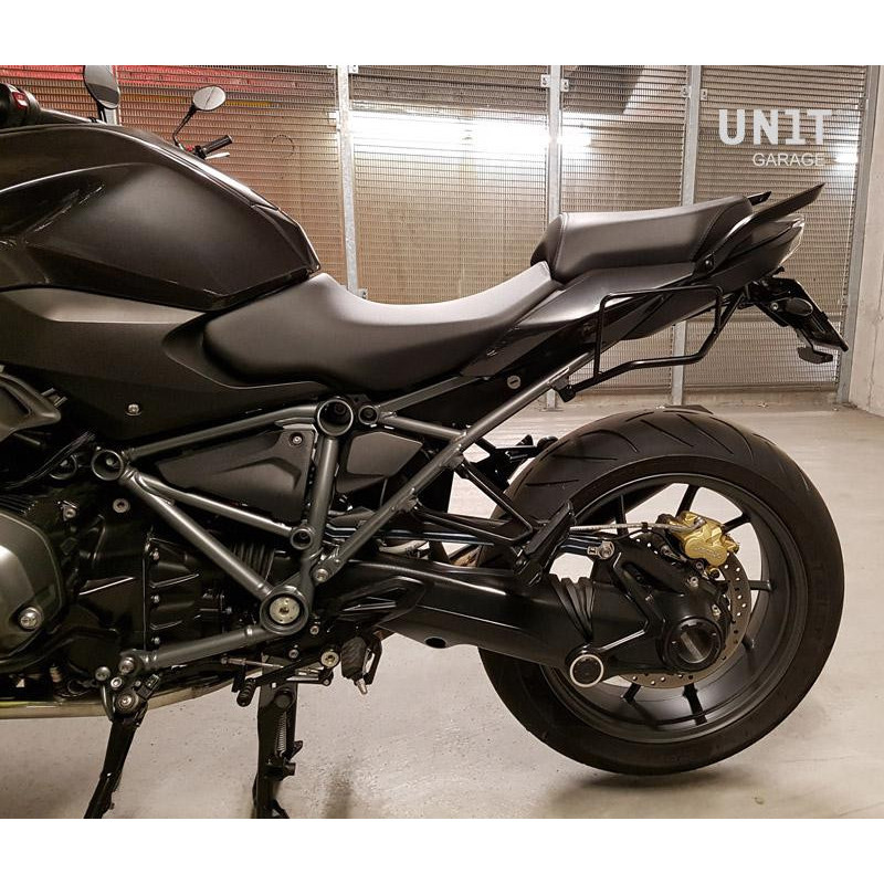 Sacoche latérale en cuir 10L-14L + support gauche pour R 1200R - L'atelier Bleu Motostore