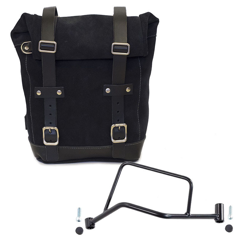 Sacoche latérale en cuir 10L-14L + support gauche pour R 1200R - L'atelier Bleu Motostore