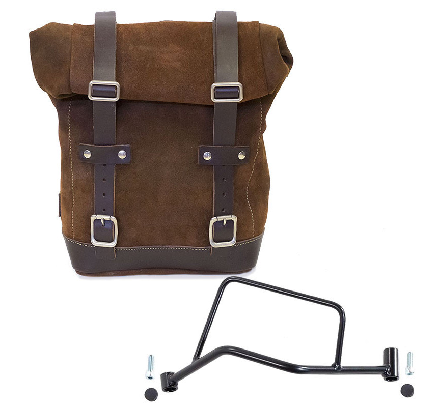 10L–14L leather side pannier + left-hand mount for the R 1200R – L'atelier Bleu Motostore
