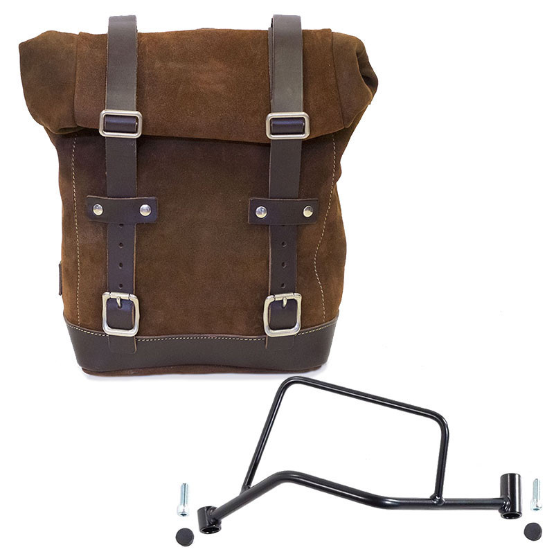 Sacoche latérale en cuir 10L-14L + support gauche pour R 1200R - L'atelier Bleu Motostore