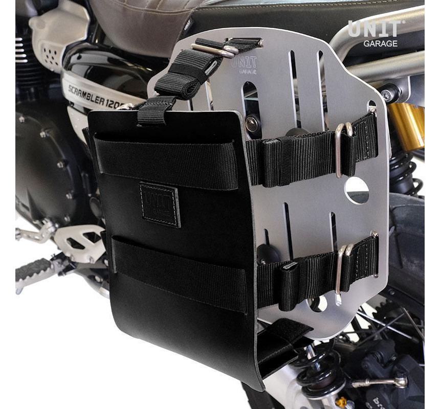 10L–14L leather side pannier holder + left-hand bracket for the R 1200R and R 1250R – L'atelier Bleu Motostore