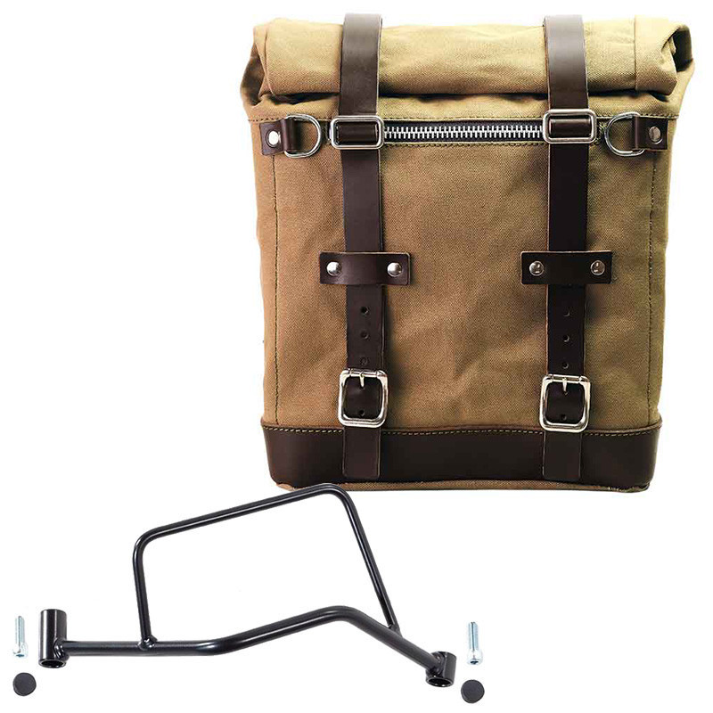 22L–30L canvas side pannier + right-hand bracket for the R 1200R – L'atelier Bleu Motostore