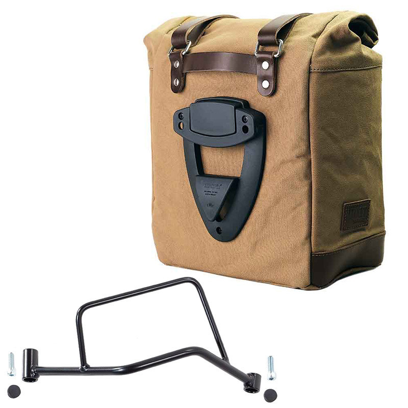 Sacoche latérale en toile 22L-30L + support droit pour R 1200R - L'atelier Bleu Motostore