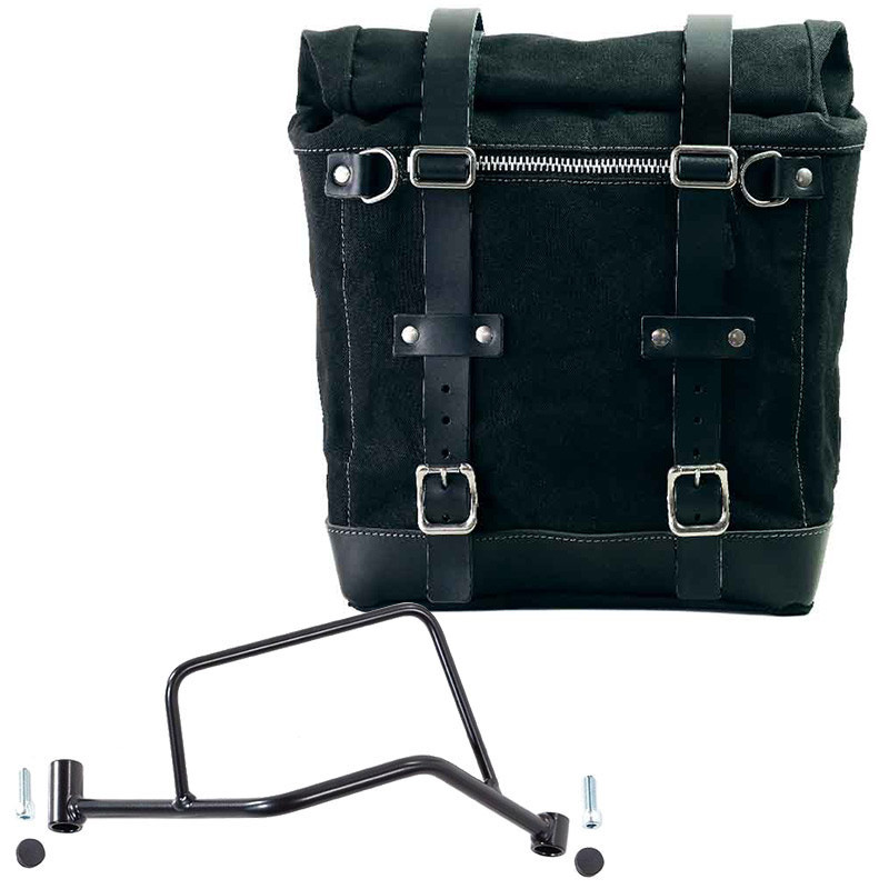22L–30L canvas side pannier + right-hand mount for the R 1200R – L'atelier Bleu Motostore
