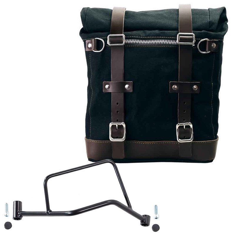 22L–30L canvas side pannier + right-hand mount for the R 1200R – L'atelier Bleu Motostore