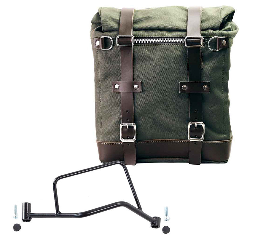 Sacoche latérale en toile 22L-30L + support droit pour R 1200R - L'atelier Bleu Motostore