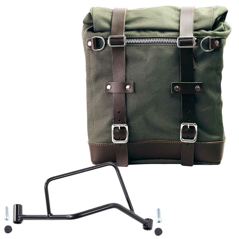 Sacoche latérale en toile 22L-30L + support droit pour R 1200R - L'atelier Bleu Motostore